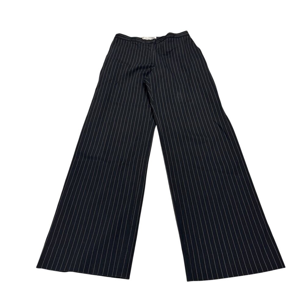 Max Mara Women’s 4 Navy Pinstripe Tailored Straight Leg Trousers Pants Office